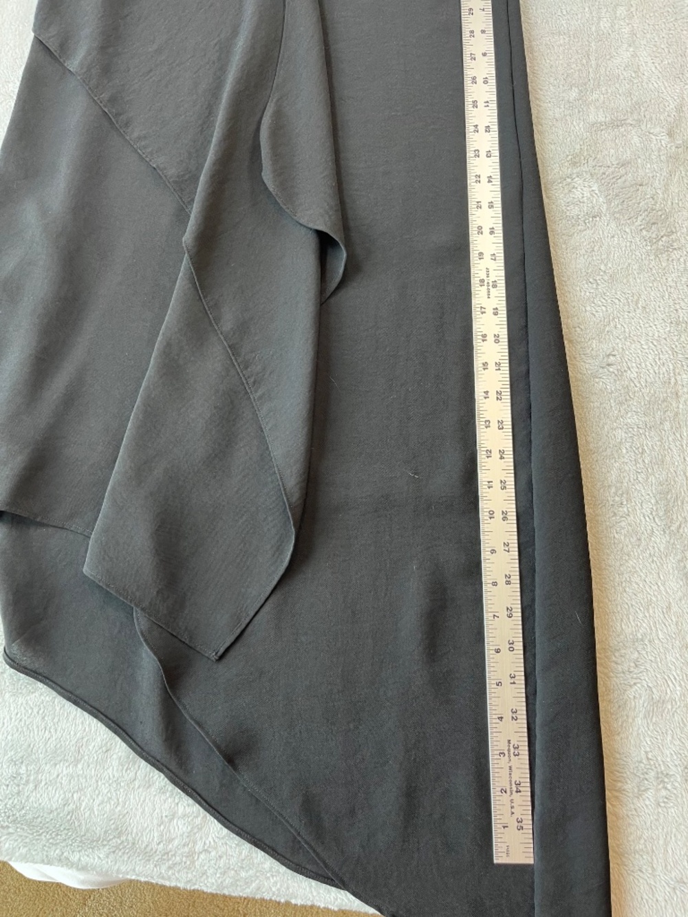 WHBM Asymmetrical Hem Black Dress Sleeveless V-Neck Drape Ruffle sz 4 - Picture 9 of 14
